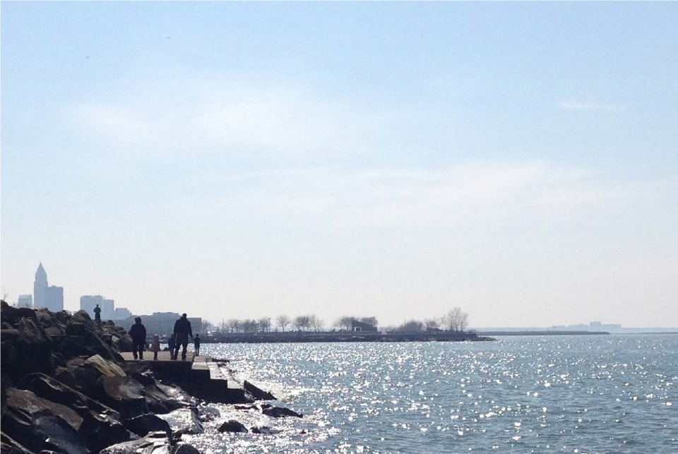 Cleveland skyline by the water