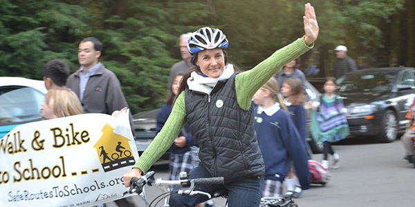 Deb riding a bike