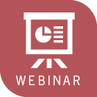 white projector logo with text that reads webinar