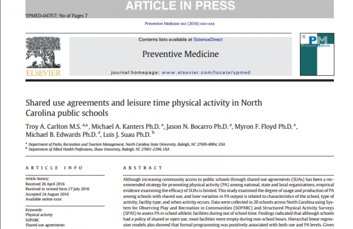 Shared Use Agreements And Leisure Time Physical Activity In North