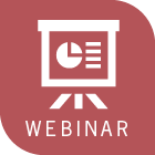 white projector logo with text that reads webinar